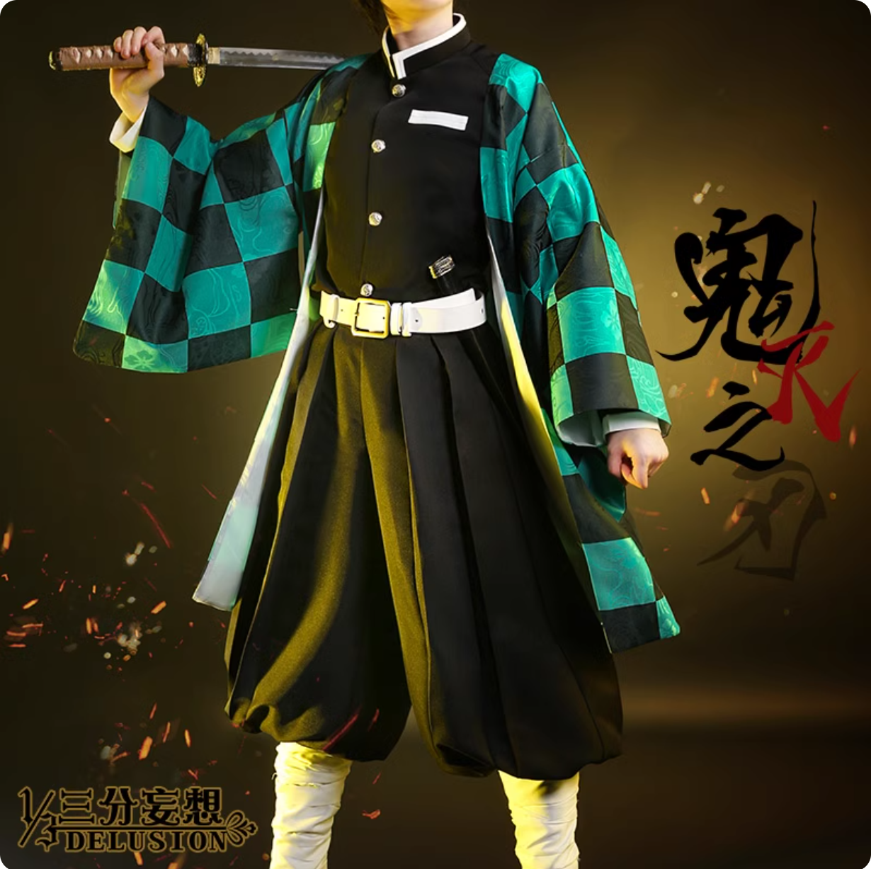 1/3 Delusion - Demon Slayer Cosplay - Tanjiro Kamado/Zenitsu Agatsuma/Demon Slayer Corps Uniform Cosplay Costume