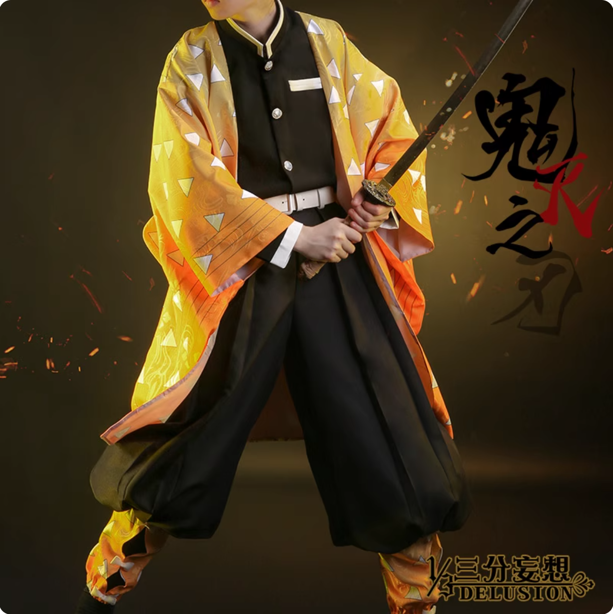 1/3 Delusion - Demon Slayer Cosplay - Tanjiro Kamado/Zenitsu Agatsuma/Demon Slayer Corps Uniform Cosplay Costume