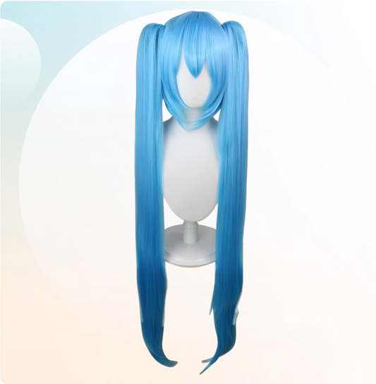 Hatsune Miku Cosplay Wig – 110cm Double Ponytail with Universal Tiger Clip (Normal Version)