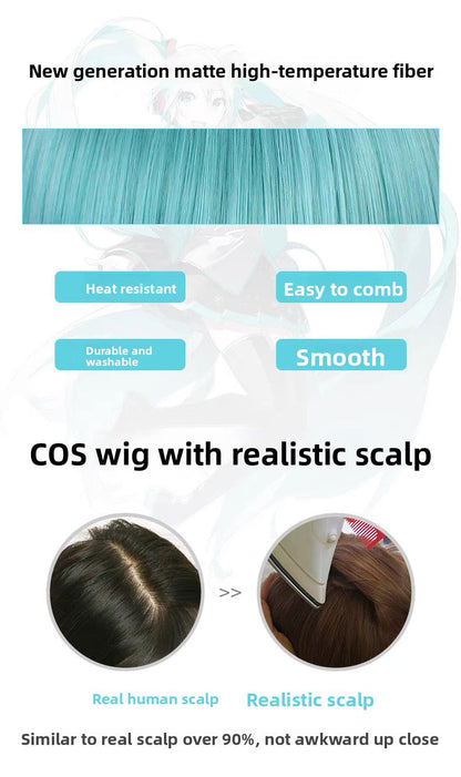 Hatsune Miku Cosplay Wig – 110cm Double Ponytail with Universal Tiger Clip (Normal Version)