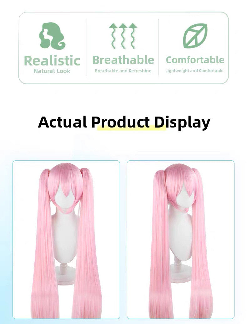 Hatsune Miku Cosplay Wig – 110cm Double Ponytail with Universal Tiger Clip (Normal Version)