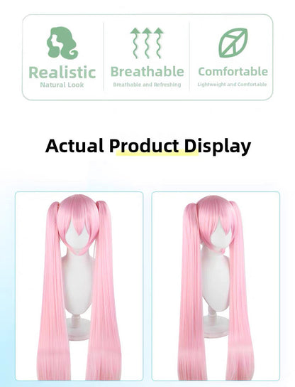 Hatsune Miku Cosplay Wig – 110cm Double Ponytail with Universal Tiger Clip (Normal Version)