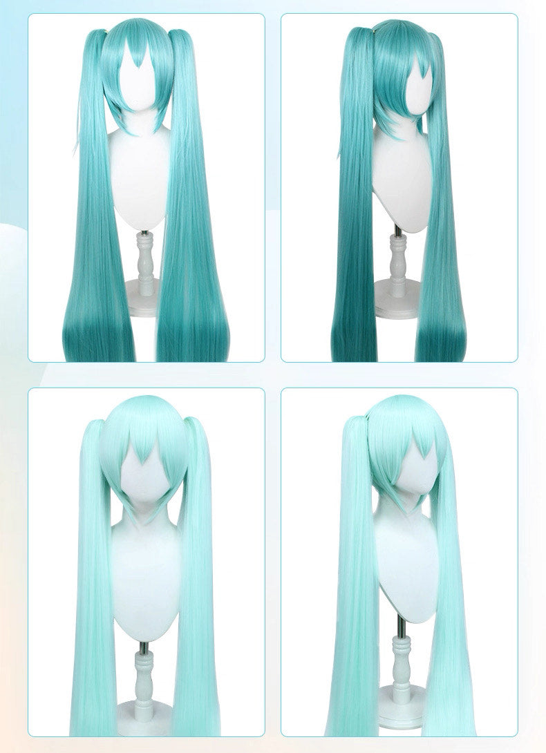 Hatsune Miku Cosplay Wig – 110cm Double Ponytail with Universal Tiger Clip (Normal Version)