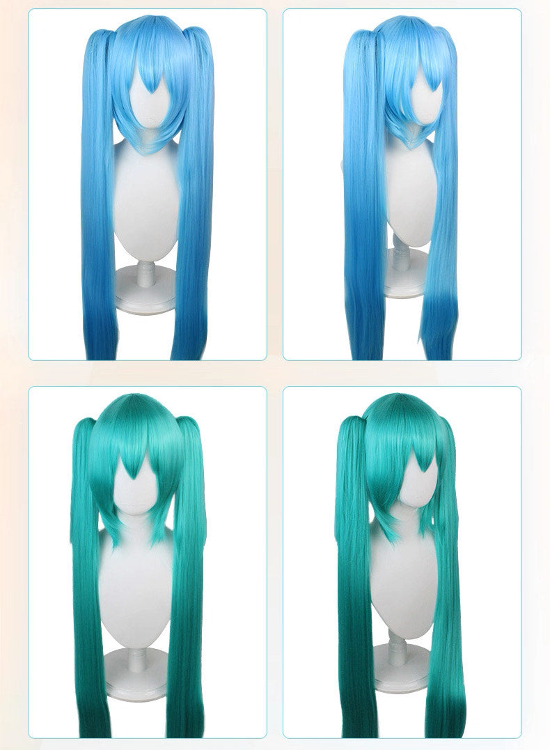 Hatsune Miku Cosplay Wig – 110cm Double Ponytail with Universal Tiger Clip (Normal Version)