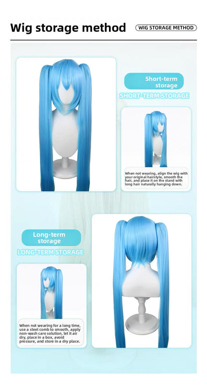 Hatsune Miku Cosplay Wig – 110cm Double Ponytail with Universal Tiger Clip (Normal Version)