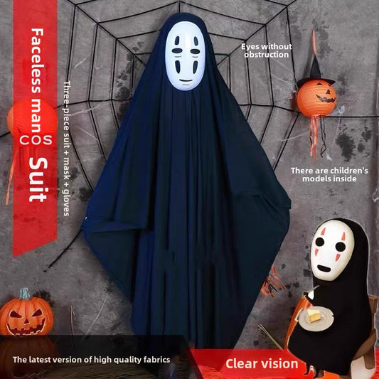 Spirited Away No Face Cosplay Costume Kids & Adults Anime Halloween Outfit