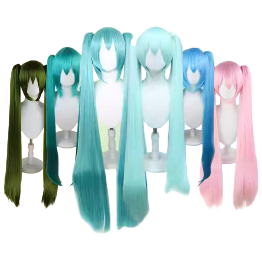 Hatsune Miku Cosplay Wig – 110cm Double Ponytail with Universal Tiger Clip (Normal Version)